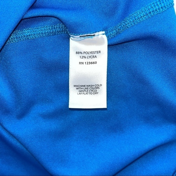 Pure Barre Lynx Blue & Yellow Palm Tree Pattern Y-Strap Tank Top Woman’s Sz SM - Picture 7 of 11